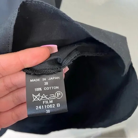 Double Standard Clothing NYC Open Shoulder Black Blouse Pleated Sleeves 38/ US S - Picture 8 of 9